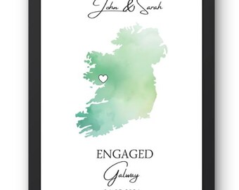 Engagement Gift Map, Engagement Map Print Personalised, Digital Download Prints, Personalised Engagement Gifts for Couple, Engagement Gift