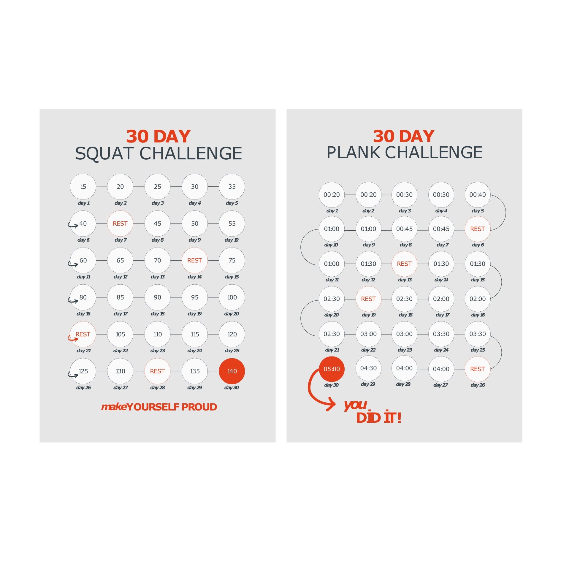 30 Day Plank And Squat Challenge