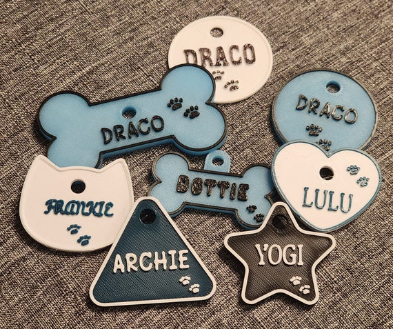 3D Printed Personalized Dog Tags Pet Tags Cat Tags Custom Pet ID Tag Etsy