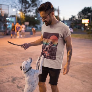Retro Futuristic Astronaut Skateboard T-Shirt
