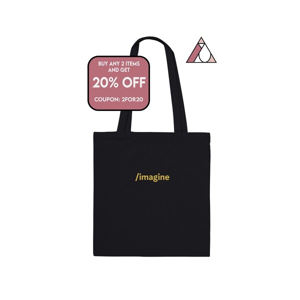 Minimal typography /imagine Tote Bag, inspired by the magical allure of the Midjourney AI design app prompt.