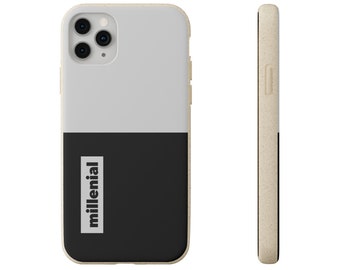 MILLENIAL Dual Colour-iPhone Case - Biodegradable Case for iPhone 13, 12 and 11 (standard, Pro and Pro Max versions) Black & white.