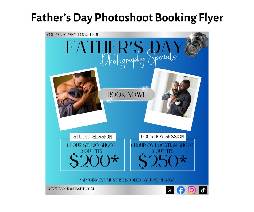 Editable Father's Day Booking Flyer Template Printable Father's Day ...