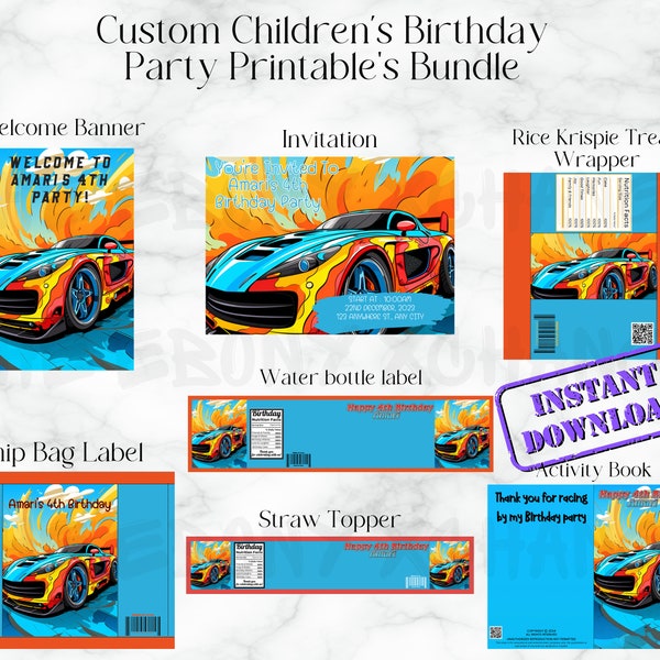 Children's Birthday Party Decorations, Party favours, DFY, PDF, Customized