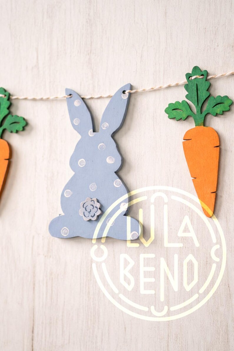 Easter Bunny Carrot Garland SVG | Laser Cut File | Easter Banner ...