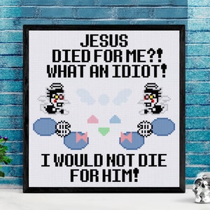 ¡Jesús murió por Spamton! - Patrón de punto de cruz Deltarune - Sólo archivo PDF