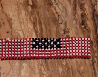 American Flag Beaded Bracelet, Patriotic Jewelry