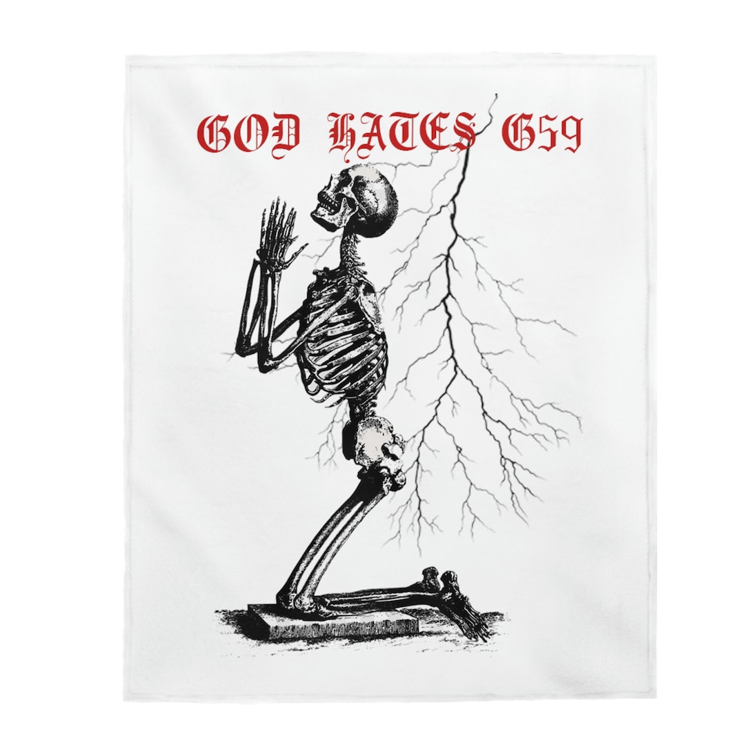 God Hates G59 Velvet Throw Blanket, Suicideboys Skeleton Grey59
