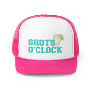 Shots O&#39;Clock Trucker Hat, Day Drinking Hats, Funny Summer Party Hats