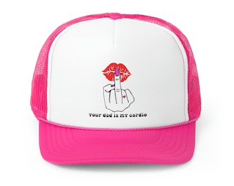 Your Dad Is My Cardio Unisex Trucker Hat, Funny Workout Graphics, Funny Hats for Men and Women, Funny Gifts for Friends, College Party Hats