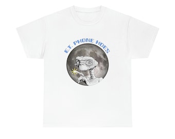E.T. Phone Hoes Unisex Tee, Funny Nostalgic 1980s Movie T-Shirt, E.T. Phone Home Cute Tees for Men and Women, 80s Alien Movie T-Shirt
