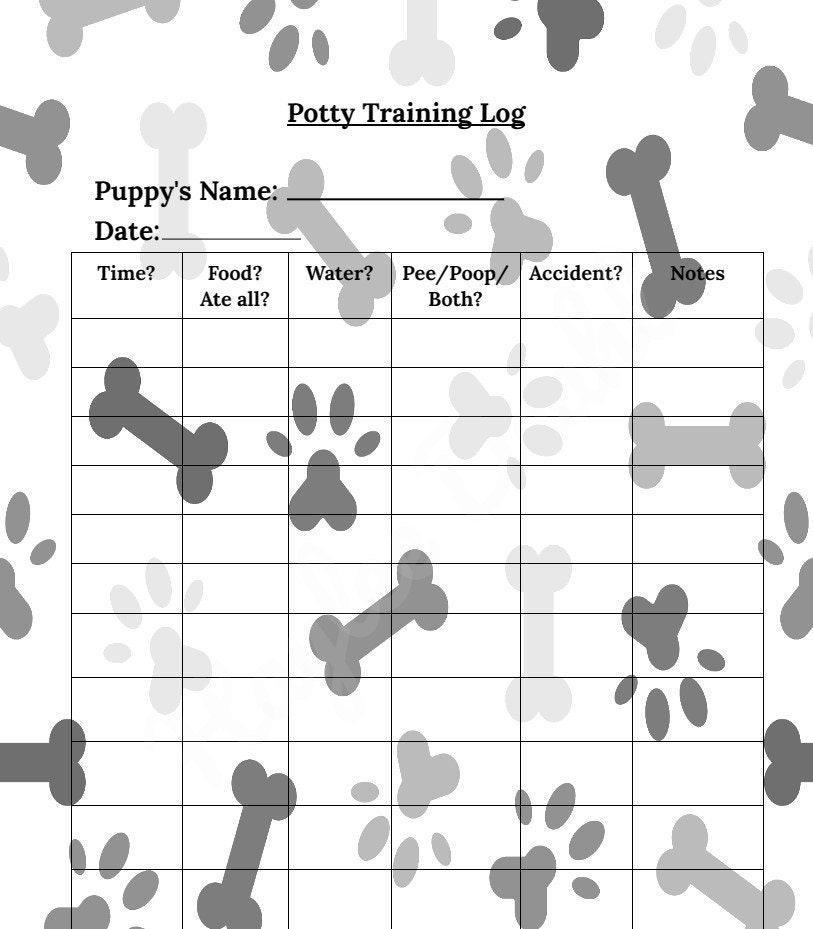 Free Printable Dog Walking Chart Potty Train Your Puppy 』 Potty