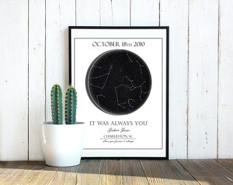 Custom Constellation Map, The Night We Met.