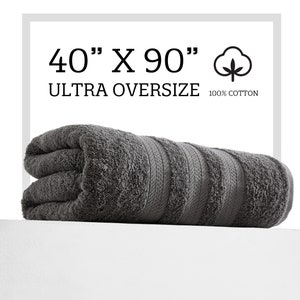 Extra Large Oversized Bath Towels 100% Cotton Grey 35x80 