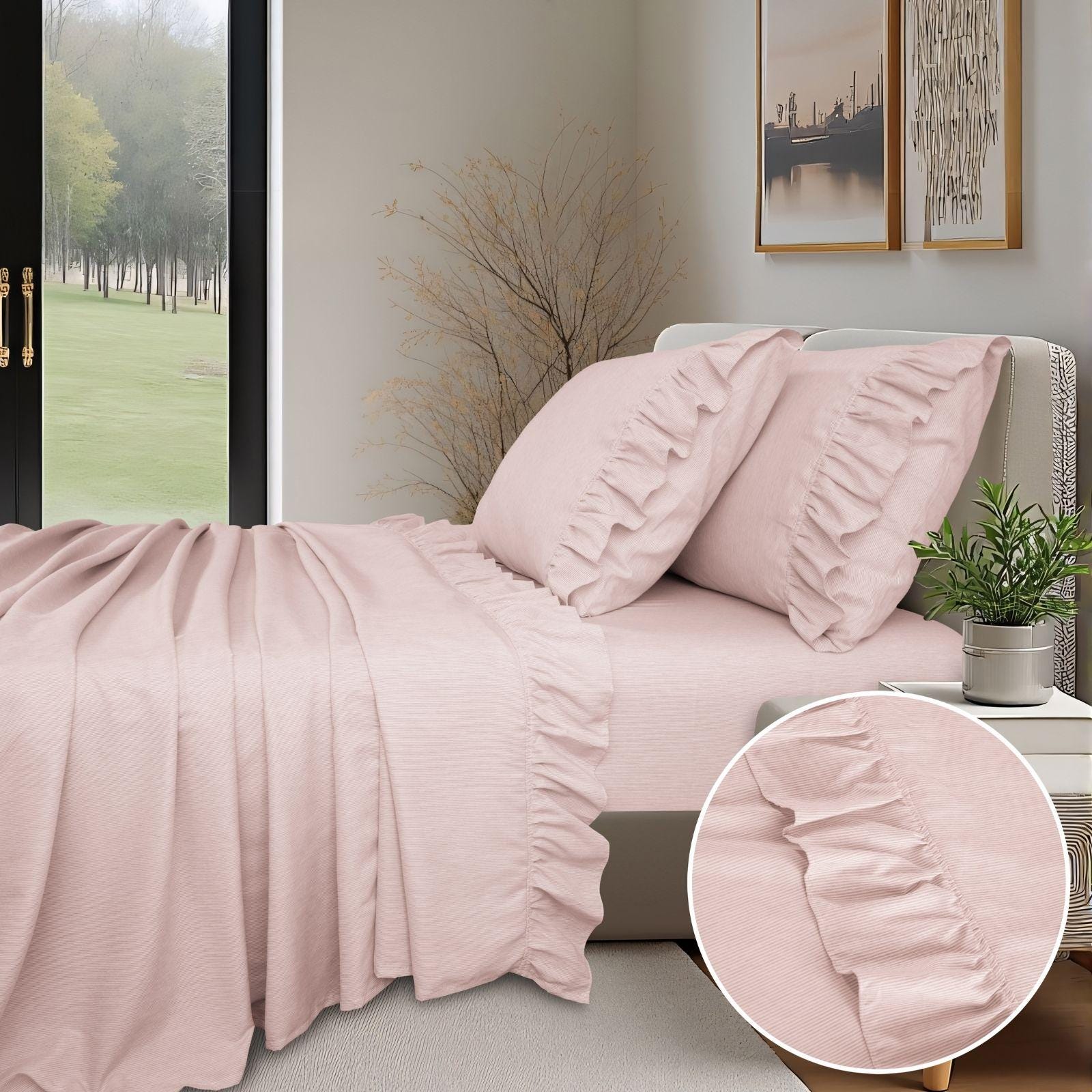 Classic Pinstripe Ruffle Sheet Set - Etsy