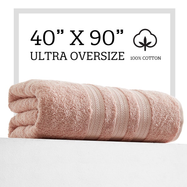 Extra Large Bath Towel - Ultra Oversize Bath Sheet - 100% Cotton - 40in x 90in - BLUSH COLOR