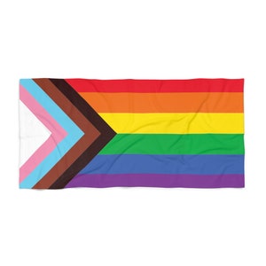Gay Progress Pride Flag -  Beach Towel! LGBTQIA, LGBTQ towel, Queer towel, gay bear pride, beach towel, say gay