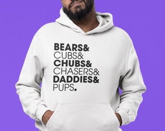 Bären Jungen Döbeln Chasers Daddies Pups Hoodie | LGBTQ+ Bär Sweatshirt | Gay-Pride-Hoodie