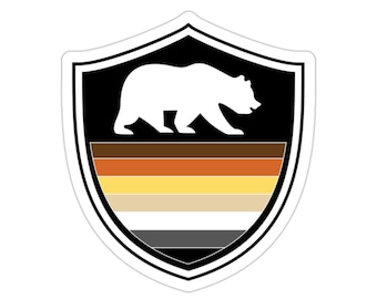 Gay Bear Pride Shield Sticker: LGBTQIA+ Vinyl Decal