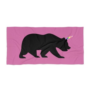 Urso Unicórnio Gay - Toalha de Praia! LGBTQIA, toalha LGBTQ, toalha Queer, orgulho de urso gay, toalha de praia, diga gay