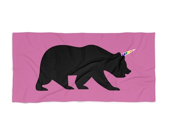 Gay Unicorn Bear Beach Towel: LGBTQIA Pride