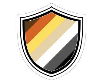Gay Pride Bear Flag Badge Sticker: LGBTQIA Vinyl Decal