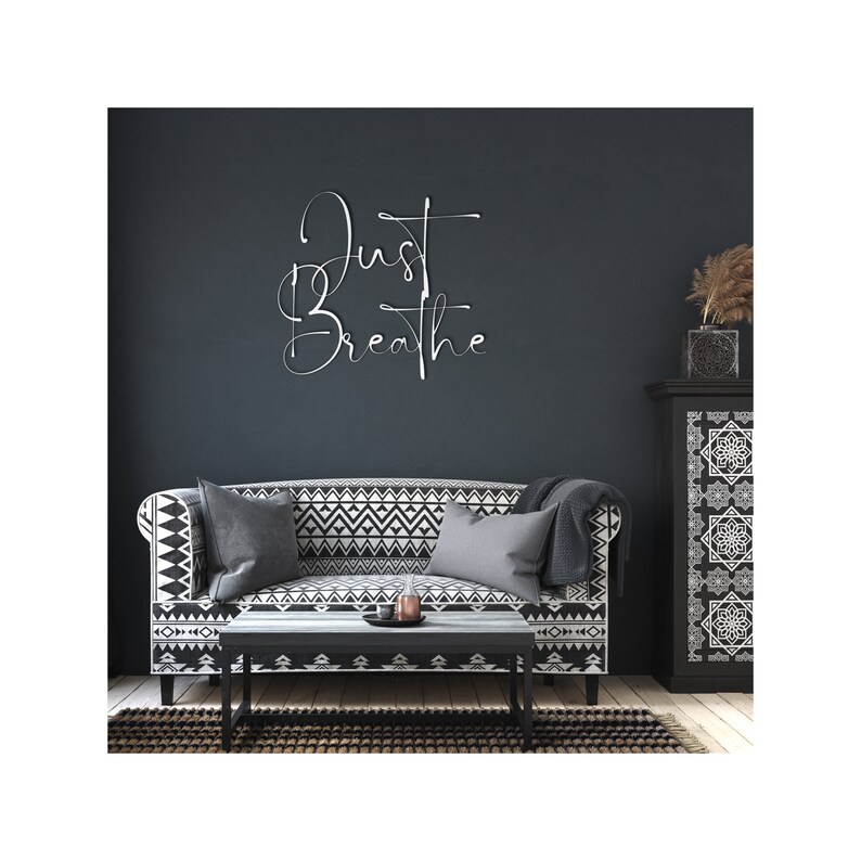 Just Breathe Inspirational Metal Wall Art Home Decor Etsy UK
