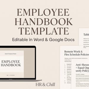 Employee Handbook Template | Editable HR Manual for Small Business | Word/Google Docs | Modern & Professional