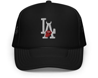 LA Los Angeles Trucker Baseball Cap LA with Tongue Out