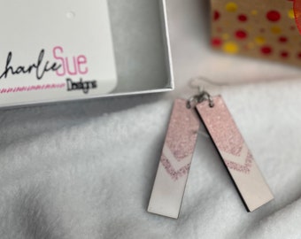 Rose Marble Rectangle Dangle Earring