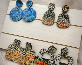 Fun Two Piece Post Drop Wooden Earring