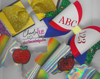 Back To School Fun Colorful Faux Leather Hair Bows