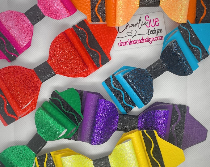 Fun Back to School Color Crayon Hair Bows
