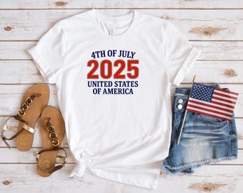 Patriotisk 4 juli 2025 USA-t-shirt, unisex-t-shirt, självständighetsdagen-tröja, amerikansk flagga-kläder, USA-patriotisk topp