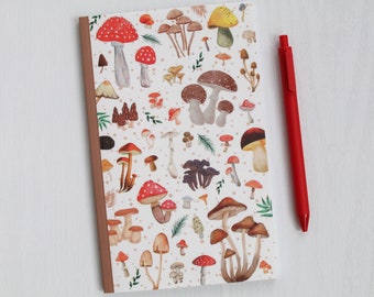 Cute sketchbook, mushroom aesthetic, cottagecore notebook, mushroom journal, pretty journal, gift for plant lovers, softcover journal