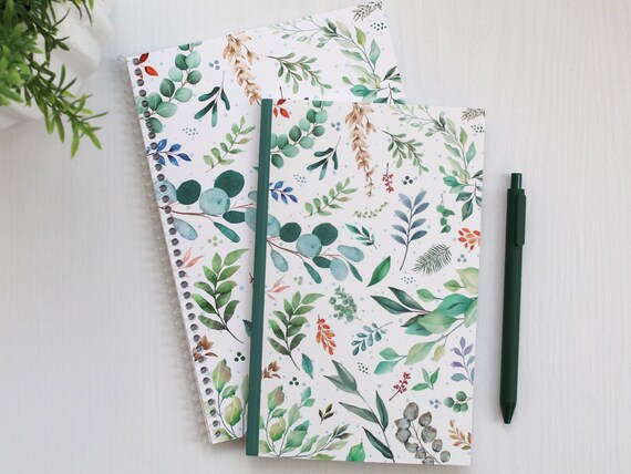 Leaf Notebook, Cute Sketchbook, Cottagecore Notebook, Leaf Journal,  Botanical Journal, Gift for Plant Lovers, Eucalyptus Design 