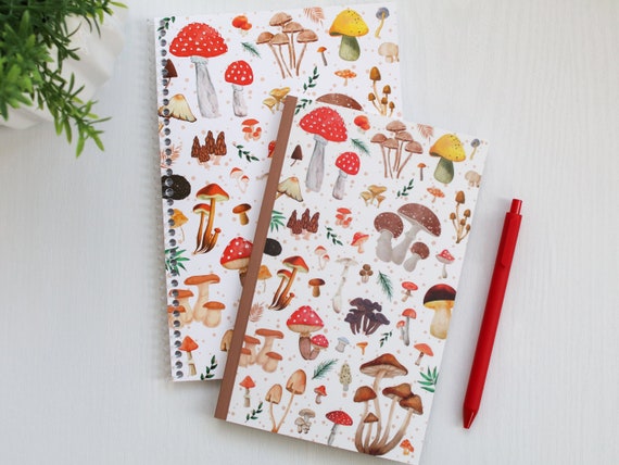 Mushroom notebook, cottagecore notebook, cute sketchbook, mushroom journal, pretty journal, gift for plant lovers, softcover notebook