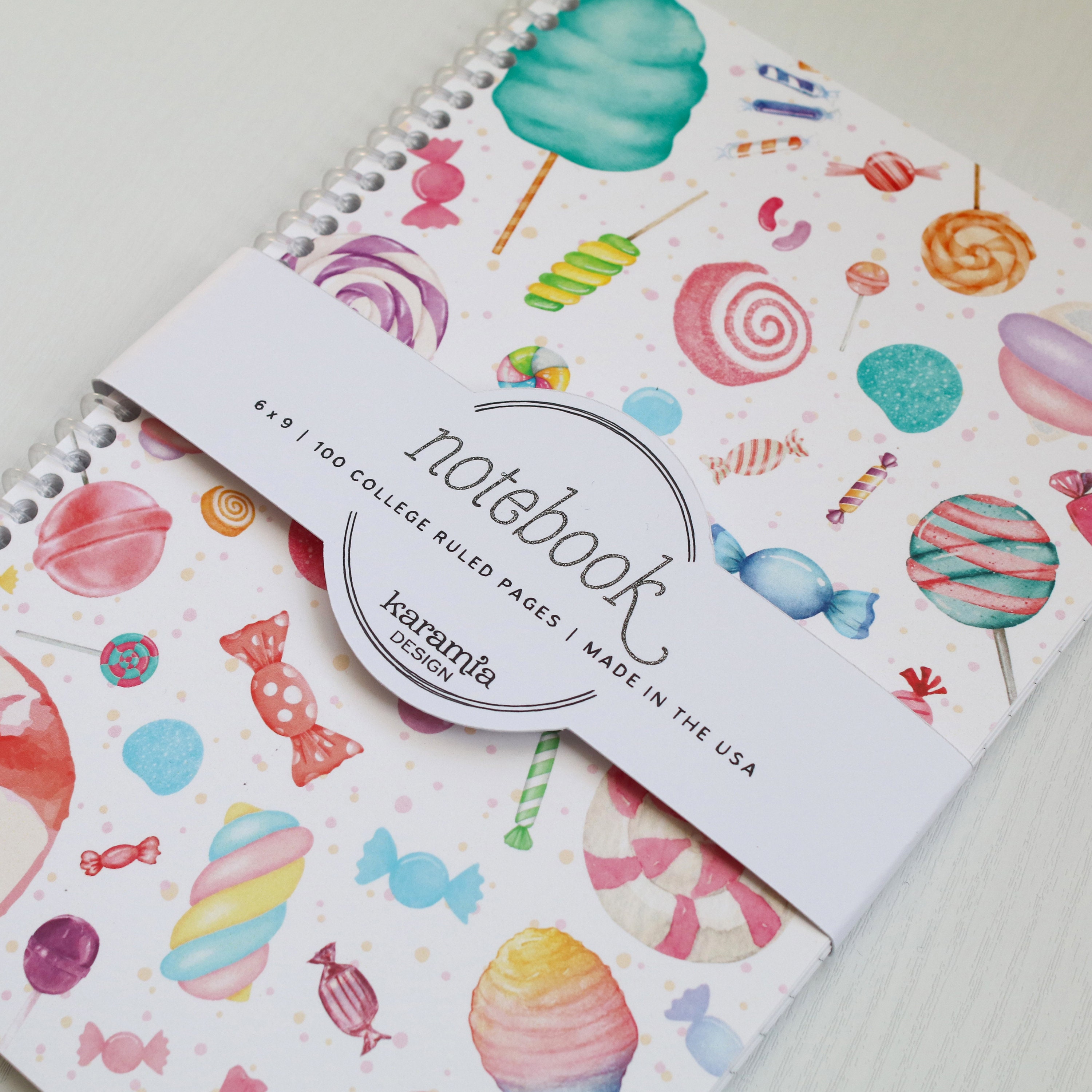 Candy Notebook, Cute Sketchbook, Pretty Journal, Candy Lover, Candy Gifts,  Sweets and Treats, Cotton Candy Art, Softcover Notebook 