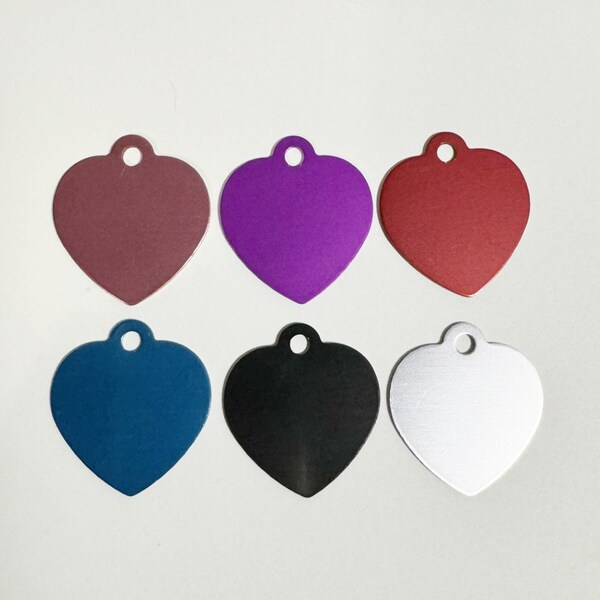 Laser Engravable Anodized Aluminum Heart Pet Tag 1.25 inch