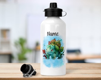 Personalisierte Bulbasaur inspirierte Flasche | 600ml | 2 Deckel