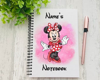 Personalised Minnie Mouse Notebook | Gift | Any Name | Present | Birthday | Gift | Celebration | Teacher Gift