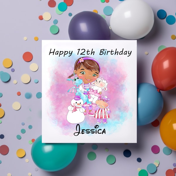 Carte d’anniversaire personnalisée Doc McStuffins | Célébration | Anniversaire | Enfants