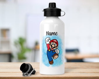 Personalisierte Super Mario Inspirierte Flasche | 600ml | 2 Deckel