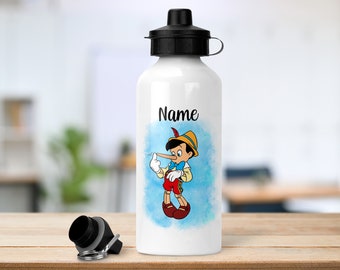 Personalisierte Pinocchio inspirierte Flasche | 600ml | 2 Deckel
