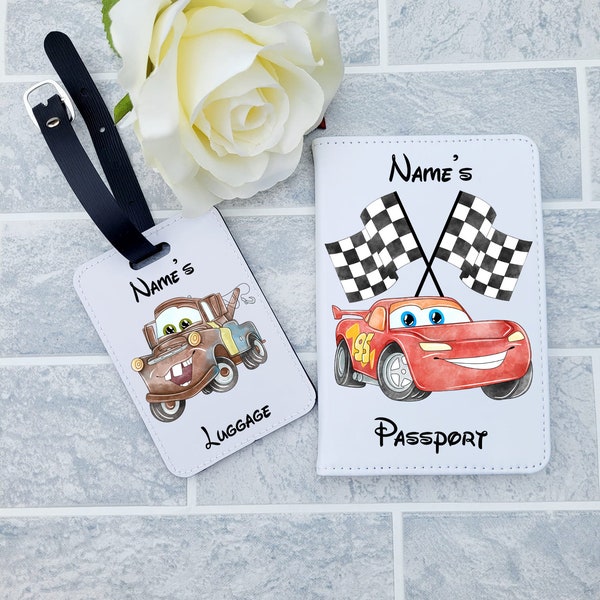 Personalised Cars Passport Holder | Luggage Tag | Any Name | Any Text | Any Picture | Passport Cover | Set OR Individual