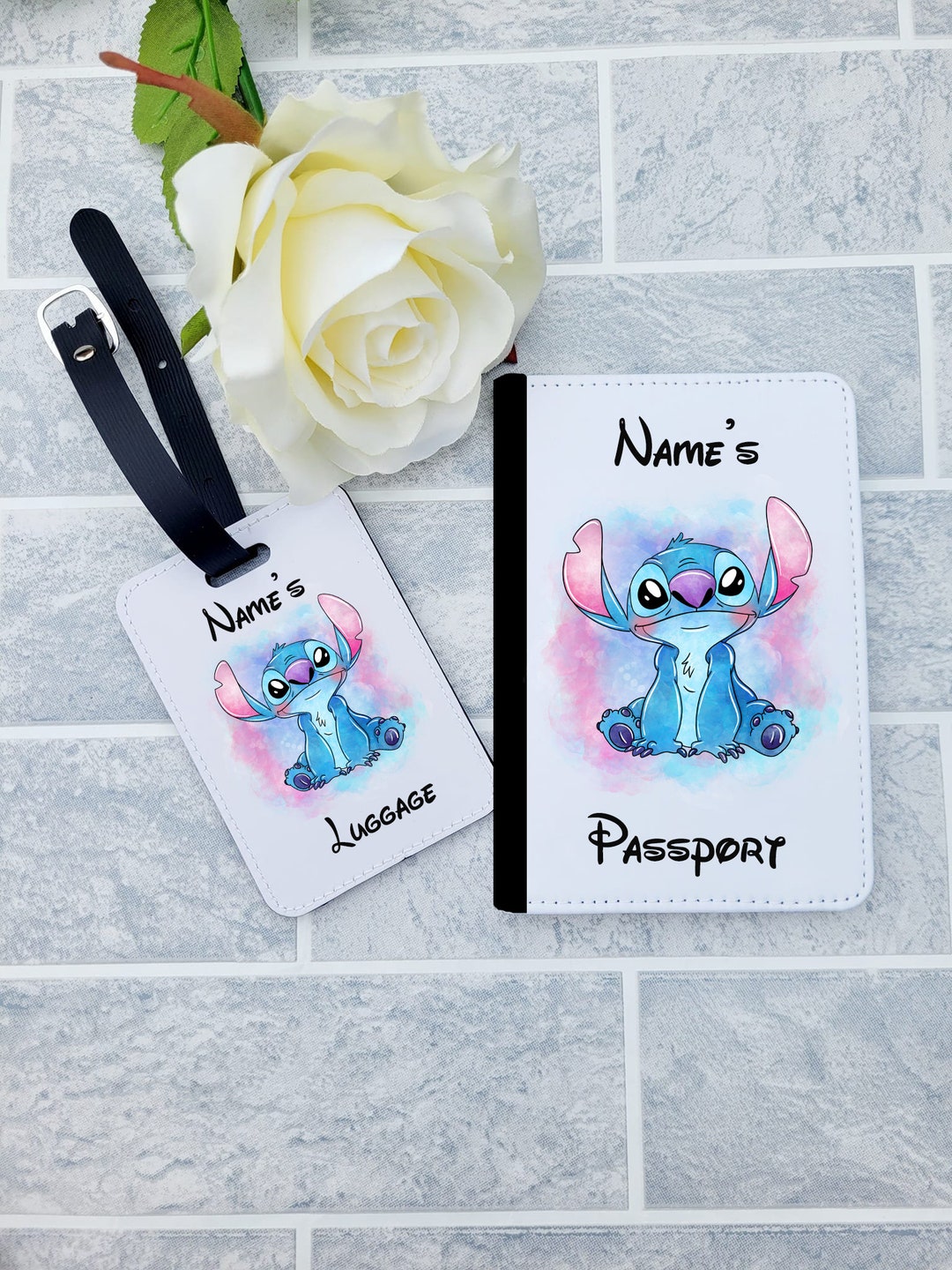 Personalised Stitch Passport Holder Luggage Tag Any Name Any Text Any ...
