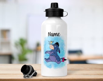 Personalisierte Eeyore inspirierte Flasche | 600ml | 2 Deckel
