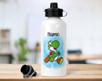 Personalisierte Super Mario Yoshi inspirierte Flasche | 600ml | 2 Deckel