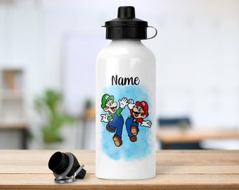 Personalisierte Super Mario inspirierte Flasche | 600ml | 2 Deckel