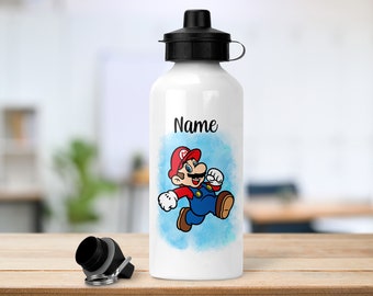 Personalisierte Super Mario Inspirierte Flasche | 600ml | 2 Deckel